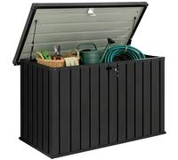 Outsunny 400L Garden Storage Box, Waterproof Metal Outdoor Storage Box with Lockable Lid, Storage Container Furniture Terrace Box, 124 x 66 x 72 cm, Black