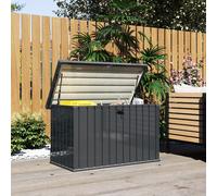 Outsunny 400L Waterproof Metal Outdoor Storage Box with Lock and Keys, Grey