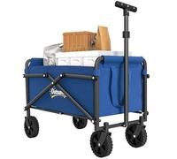 OUTSUNNY 41L Festival Trolley, 60kg Heavy Duty Folding Trolley Cart, Blue Outsunny Blue