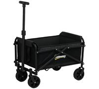 Outsunny 41L Festival Trolley on Wheels, Small Garden Folding Trolley Cart, 60kg Heavy Duty Collapsible Folding Wagon with Adjustable Handle and Carrying Bag for Beach, Camping, Festival, Black