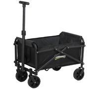 Outsunny 41L Festival Trolley on Wheels, Small Garden Folding Trolley Cart, 60kg Heavy Duty Collapsible Folding Wagon with Adjustable Handle and Carrying Bag for Beach, Camping, Festival, Black