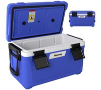 Outsunny 42.6L Insulated Cool Box, Lightweight Portable Ice Cooler with Handle, Lid and Drain Valve, Dark Blue