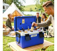 Outsunny 42.6L Insulated Cool Box, Portable Ice Cooler with Handle, Blue