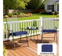 Outsunny 42 X 42Cm Replacement Garden Seat Cushion Pad With Ties, Dark Blue