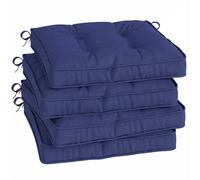 Outsunny Garden Seat Cushion with Ties, 42 x 42cm Replacement Dining Chair Seat Pad, Dark Blue