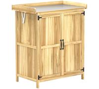 Outsunny 43 x 74cm Fir Wood Shed, with Metal Worktop - Natural Finish