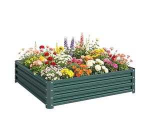 Outsunny 432L Raised Garden Bed, 120 x 120 x 30cm, Green