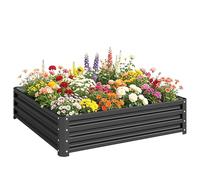 Outsunny 432L Raised Garden Bed, 120 x 120 x 30cm, Grey