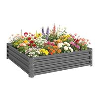 Outsunny 432L Raised Garden Bed, 120 x 120 x 30cm, Light Grey