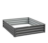 Outsunny 432L Square Raised Garden Bed Box Steel Frame for Vegetables, Flowers and Herbs, 120 x 120 x 30cm, Light Grey
