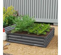 Outsunny 432L Square Raised Garden Bed Box with Weatherized Steel Frame for Vegetables, Flowers and Herbs, 120 x 120 x 30cm, Light Grey Light Grey
