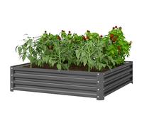 Outsunny Raised Metal Garden Flower/Veg Planter - Light Grey, Grey