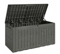 Outsunny 440L Garden Storage Box, Waterproof & UV Resistant Resin Deck Box with Lockable Lid, Pneumatic Gas Rods, Side Handles