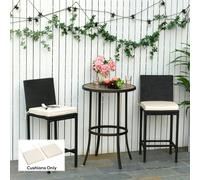 Outsunny 45 x 45cm Replacement Garden Seat Cushion Pad with Ties, Cream White - 45L x 45W x 5D cm - Cream - Polyester