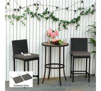 Outsunny 45 x 45cm Replacement Garden Seat Cushion Pad with Ties, Dark Grey - Dark Grey - Polyester - 45L x 45W x 5D cm