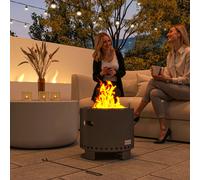 Outsunny 45cm Smokeless Wood Burning Firepit Metal Fire Pit, Dark Grey