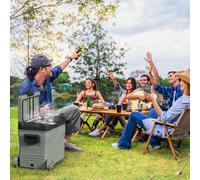 OUTSUNNY 45L Camping Fridge Freezer Dual Zone Car Fridge, DC & AC in Green Outsunny Green