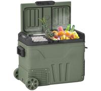 Outsunny 45L Car Fridge Freezer Dual Zone, Portable Compressor Car Refrigerator, Camping Fridge 12V/24V DC & 100-240V AC, Electric Cool Box -20℃-20℃ w/Wheels, LED Light for Travel RV Road Trip Picnic