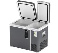 Outsunny 45L Compressor Car Fridge Freezer, Dual Zone Camping Refrigerator with App Control, Grey