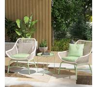 Outsunny 46cm Round Garden Table, Small Side Table w/ Removable Tray, Black - Green - Steel - Φ46 x 50Hcm