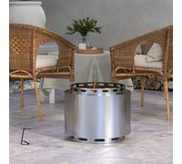 Outsunny 48cm Smokeless Wood Burning S/Steel FirePit Silver, Silver
