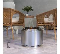 Outsunny 48.5Cm Smokeless Wood Burning Firepit In Silver Silver