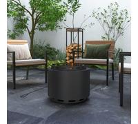 Outsunny 48.5cm Smokeless Wood Burning Firepit Metal Fire Pit, Black
