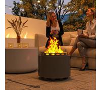 Outsunny 48.5cm Smokeless Wood Burning Firepit Metal Fire Pit, Dark Grey