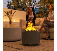 Outsunny 48.5cm Smokeless Wood Burning Firepit Metal Fire Pit, Dark Grey