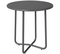 Outsunny 48 cm Round Garden Side Table, Small Metal Outdoor Garden Table with Rolled Edge, Dark Grey