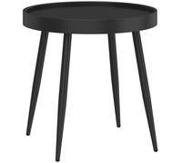 Outsunny 49.5 cm Round Garden Table, Small Outdoor Coffee Side Table with Plastic Tray-Style Top, Metal Legs, Black
