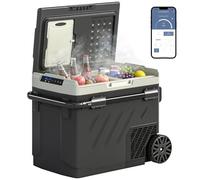 Outsunny 49L Compressor Car Fridge Freezer, Dual Zone Camping Refrigerator with App Control, Portable Electric Cool Box, Telescopic Handle and Wheels, 12V/240V, -20℃-20℃, Truck, Campervan, RV, Boat
