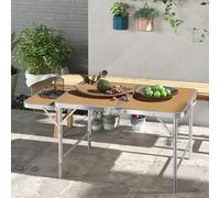 Outsunny 3ft Aluminium Picnic Table w/Side Desktop Outdoor BBQ Party Portable