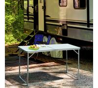 OUTSUNNY 4ft Aluminium Portable Folding Camping Picnic Table Outdoor Garden in White Outsunny White