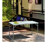 Outsunny 4Ft Aluminium Portable Folding Camping Picnic Table Outdoor Garden In White White