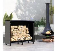 Outsunny 4FT Firewood Rack Holder W/ Canvas Carrier and Oxford Cover, Black - Black - 120W x 36D x 99Hcm