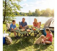 Outsunny 4Ft Folding Camping Table, Picnic Table With Roll Up Top, Green