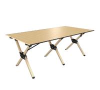 Outsunny 4ft Folding Camping Table, Waterproof Picnic Table with Roll Up Top and Metal Frame, Dark Brown