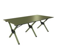 Outsunny 4ft Folding Camping Table, Waterproof Picnic Table with Roll Up Top and Metal Frame, Green