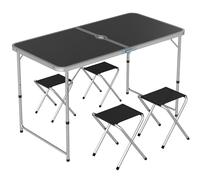 Outsunny 4ft Folding Picnic Table and Chairs, Portable Camping Table and Chairs Outdoor Indoor Use for BBQ Picnic Garden Parties