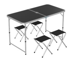 Outsunny 4ft Folding Picnic Table and Chairs, Portable Camping Table and Chairs Outdoor Indoor Use for BBQ Picnic Garden Parties