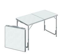 Outsunny 4FT Garden Outdoor Camping Table Portable Folding Picnic Table Aluminium Frame with Adjustable Height 120L x 60W x 70H (cm) White