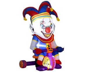 Outsunny 4ft Halloween Inflatable Clown on Bicycle, Blow Up Decoration | Outdoor Halloween, 3 Built-in LED Lights, Garden, Party, Indoor Outdoor