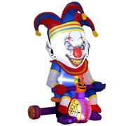 Outsunny 4ft Halloween Inflatable Clown on Bicycle, Blow Up Outdoor Halloween Decoration with 3 Built-in LED Lights for Garden, Party Indoor Outdoor