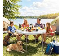 Outsunny 4Ft Picnic Table Folding Heavy Duty, White