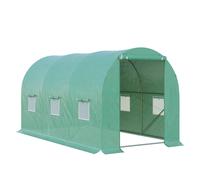 Outsunny 4L x 2W x 2H Polytunnel Greenhouse Garden Flower Vegetable Planter 25mm Diameter Galvanised Steel Frame w/ Zipped Door-Green Aosom UK
