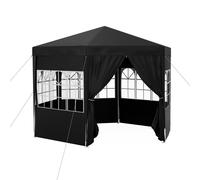 Outsunny 4m Hexagonal Gazebo Canopy Party Tent with 6 Removable Side Walls for Outdoor Event with Windows and Doors, Black Black