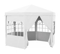 Outsunny 4m Hexagonal Gazebo Canopy Party Tent with 6 Removable Side Walls for Outdoor Event with Windows and Doors, White