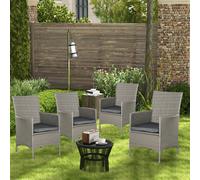 Outsunny 4PC Outdoor Rattan Armchair Wicker Dining Chair Set for Garden Grey