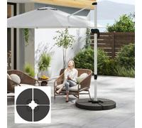 Outsunny 4PCs Cantilever Offset Patio Umbrella Base Stand, Water & Sand Filled